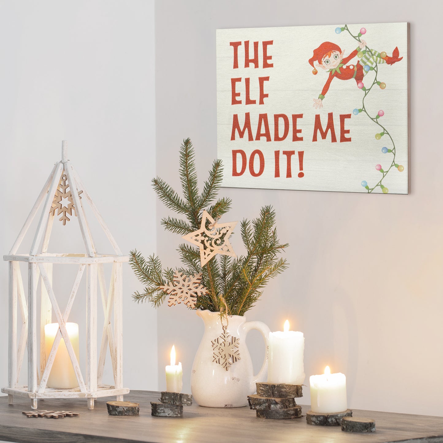 The Elf Made Me Do It Wood Sign, Christmas Decorations, Cute Christmas Decor, Holiday Decor, Christmas Gifts, American Made