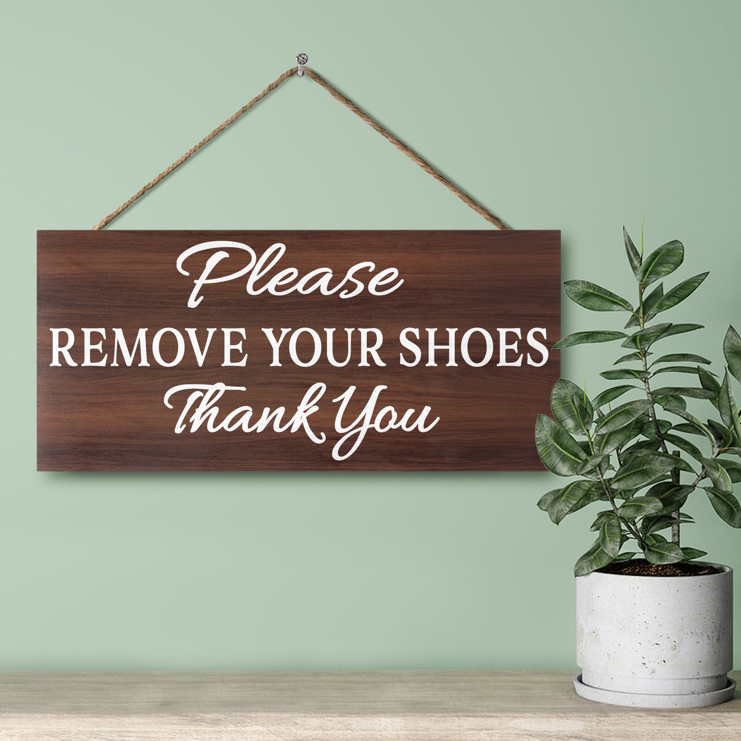 JennyGems - Please Remove Your Shoes Thank You, No Shoes Sign, 12x6 Inches - Made in USA
