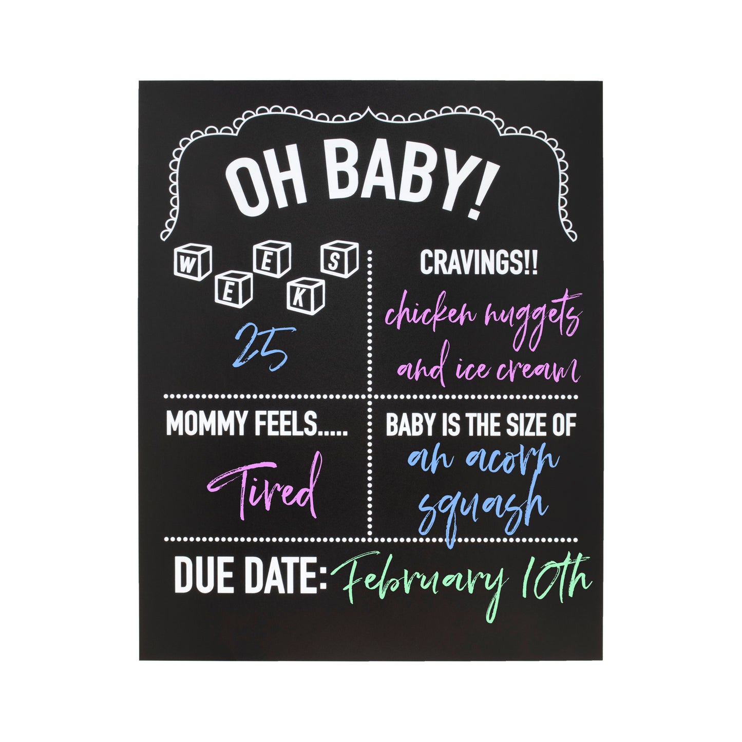 JennyGems Pregnancy Announcement Chalkboard, 11.5"x14.5" Reusable Weekly Pregnancy Tracker Photo Prop Board, Monthly Milestones Baby Bump Countdown, Pregnancy Timeline Wood Chalkboard Sign