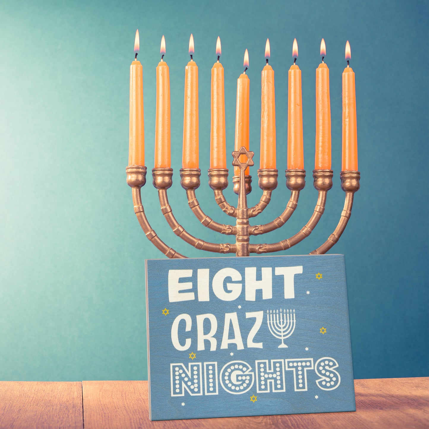 Hanukkah Decorations, Hanukkah Party Decorations, Chanukah Decorations, Hanukkah Gifts, 7.25x6 Inch Wood Sign, 8 Crazy Nights