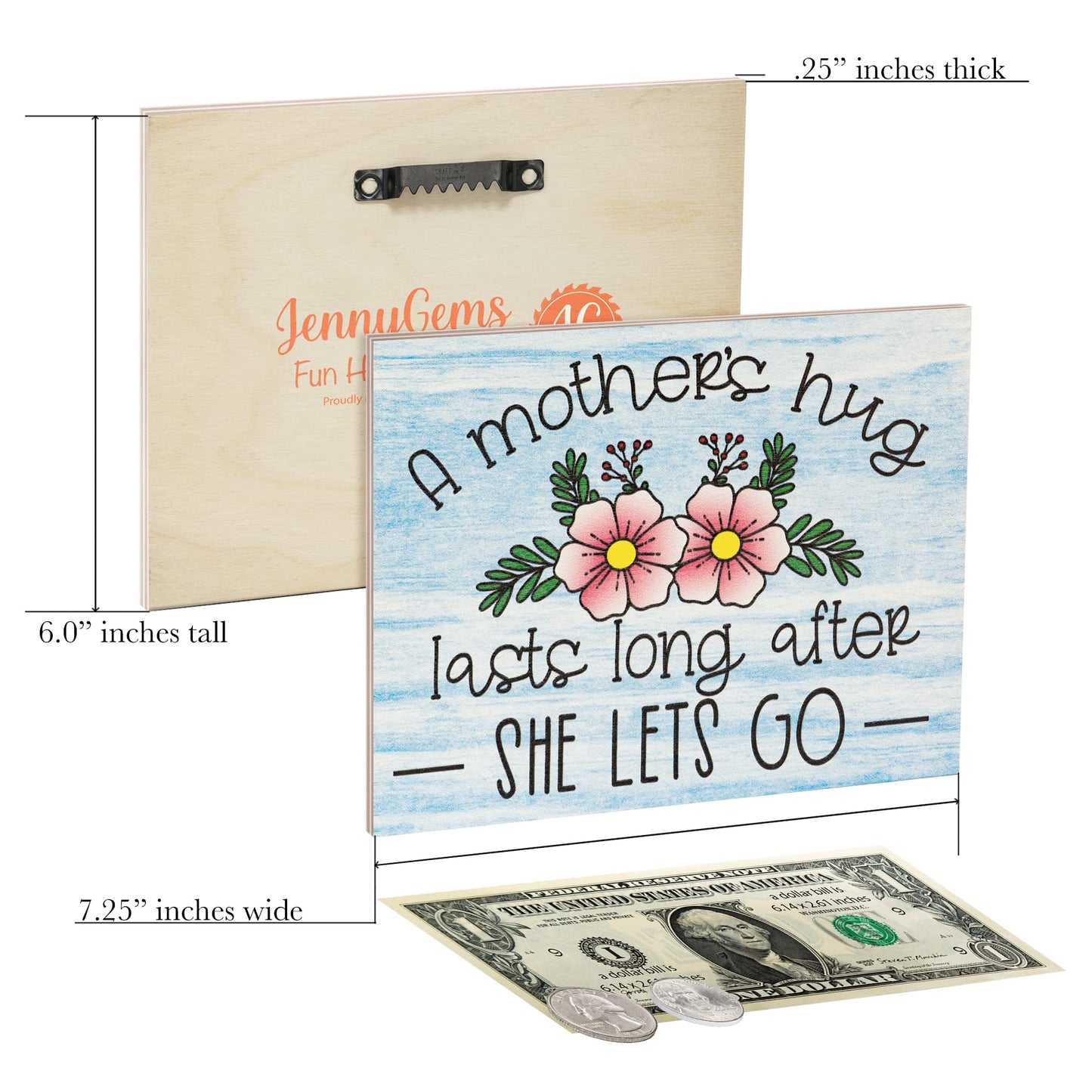 JennyGems Mom Gifts From Daughters, Mothers Day Gifts for Mom, Farmhouse Wall Decor, 7.25 x 6 Wooden Sign, Made in USA