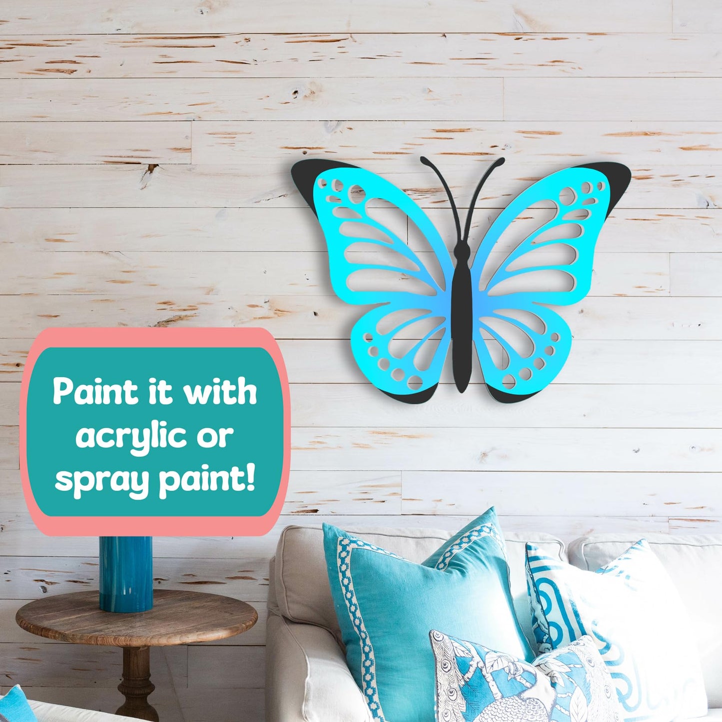 Outdoor Butterfly Wall Decor – PVC Butterfly Hanging Sculpture for Garden Yard, Patio, Shed, Fence, Balcony, Weatherproof Inside Outside Sign