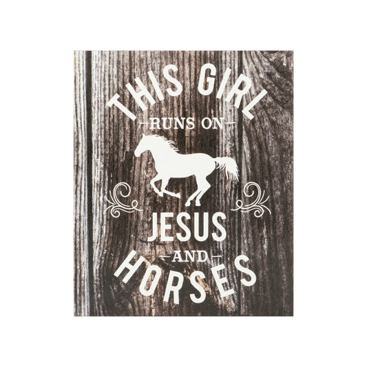 JennyGems This Girl Runs on Jesus and Horses Wooden Sign, Country Girl Gift and Decor, Horse Decorations, Made in USA