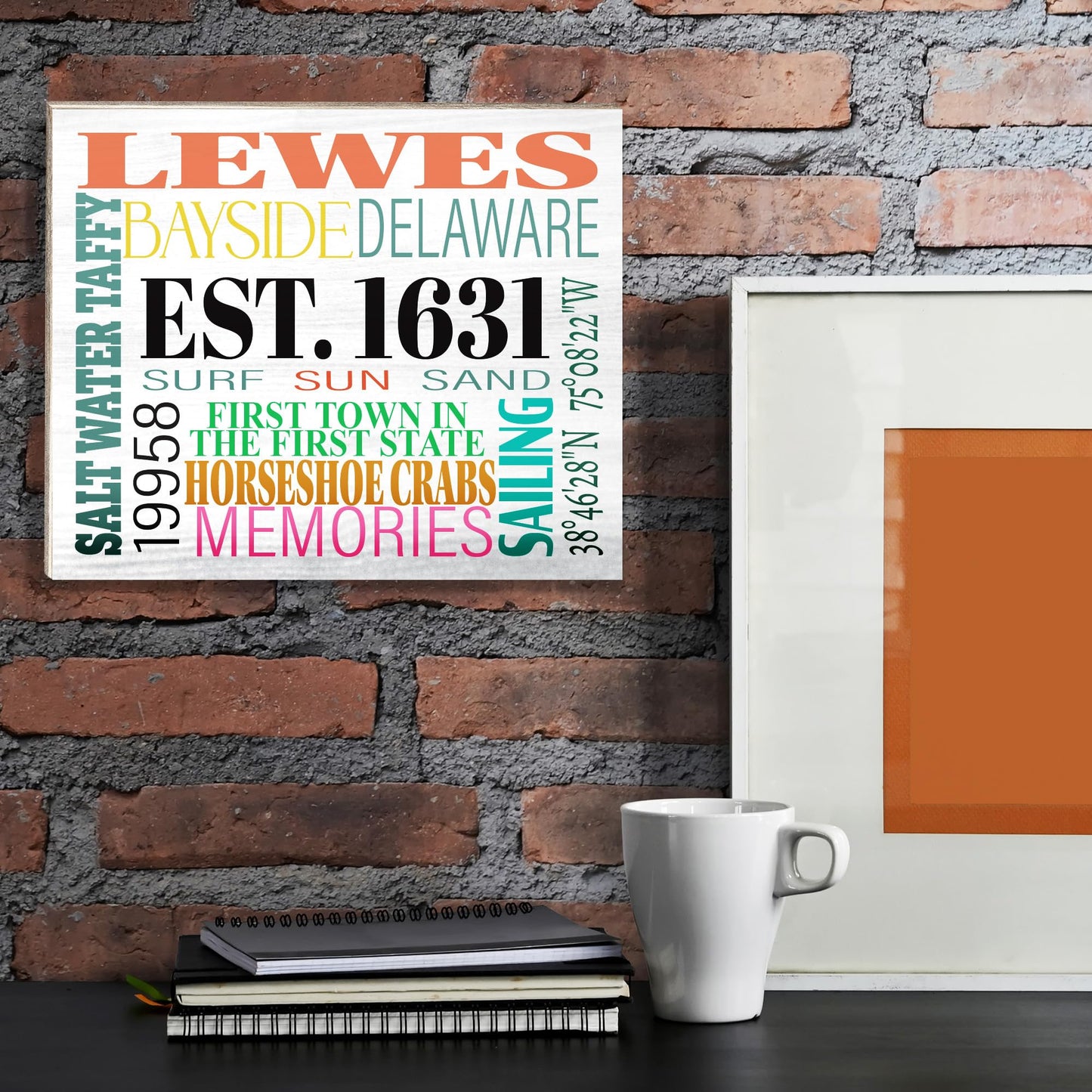 JennyGems Lewes Delaware Souvenirs, Lewes Town Memories Wooden Sign, Delaware Decor, Made in USA