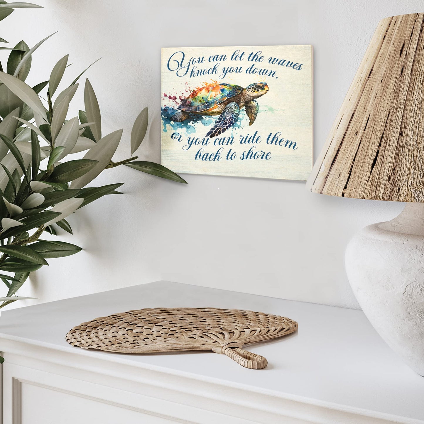 JennyGems Sea Turtle Decor, Ocean Theme Wall Art, Turtle Gifts, Wooden Beach Sign, Made in USA
