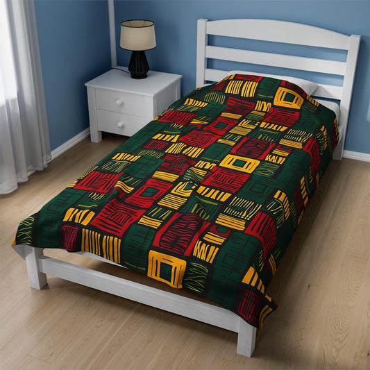 Black History Blanket Colors Velveteen Plush, Warm Decorative Throw for Home, Ideal for Picnic, Bedspread, Living Room Throw