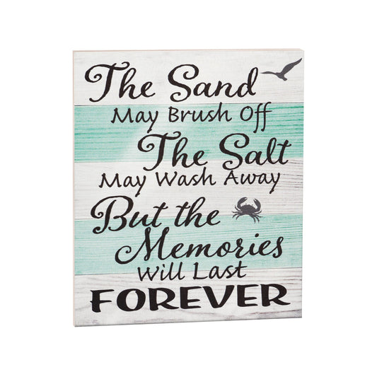 JennyGems Beach House Decor, The Sand May Brush Off the Salt May Wash Away But the Memories Will Last Forever Wood Sign, Made in USA