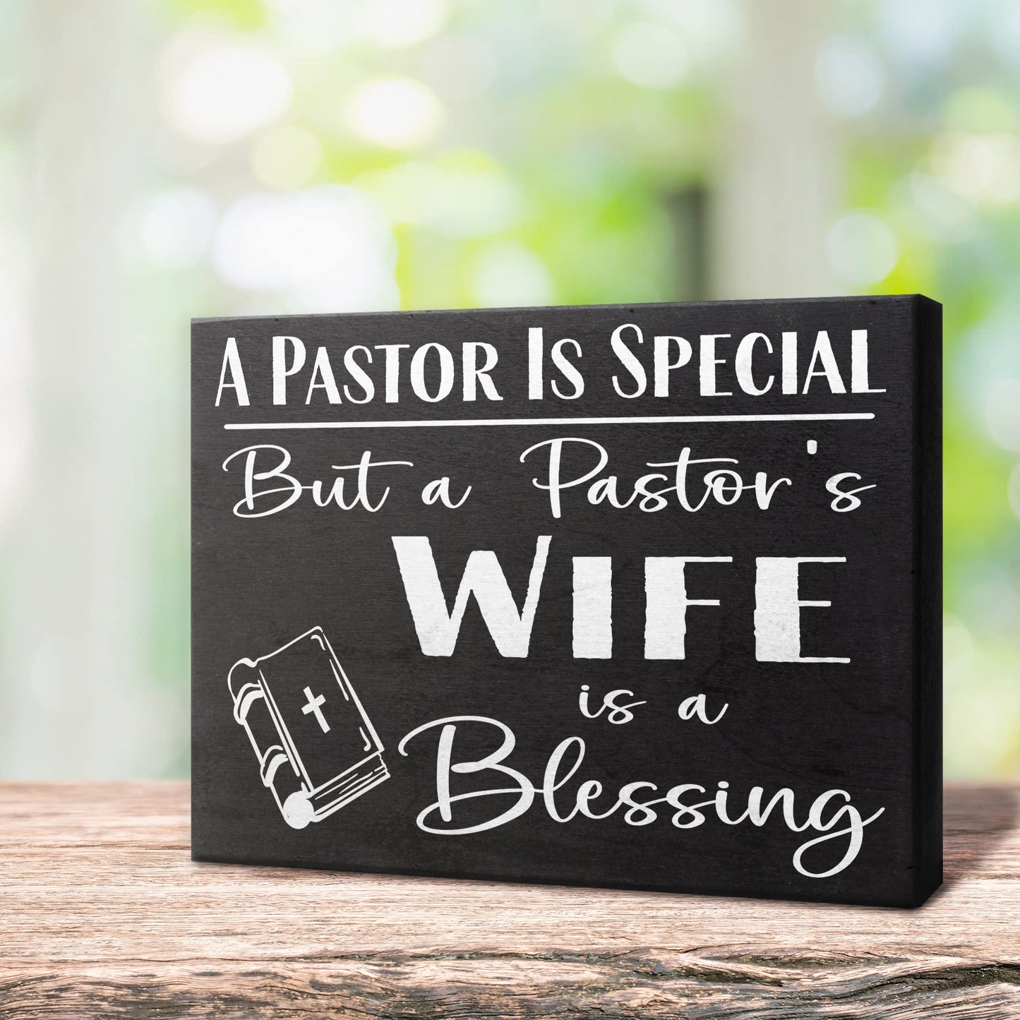 JennyGems Pastor's Wife Appreciation Gifts, A Pastor's Wife is a Blessing Wooden Sign, Wall Hanging and Shelf Decor, Made in USA