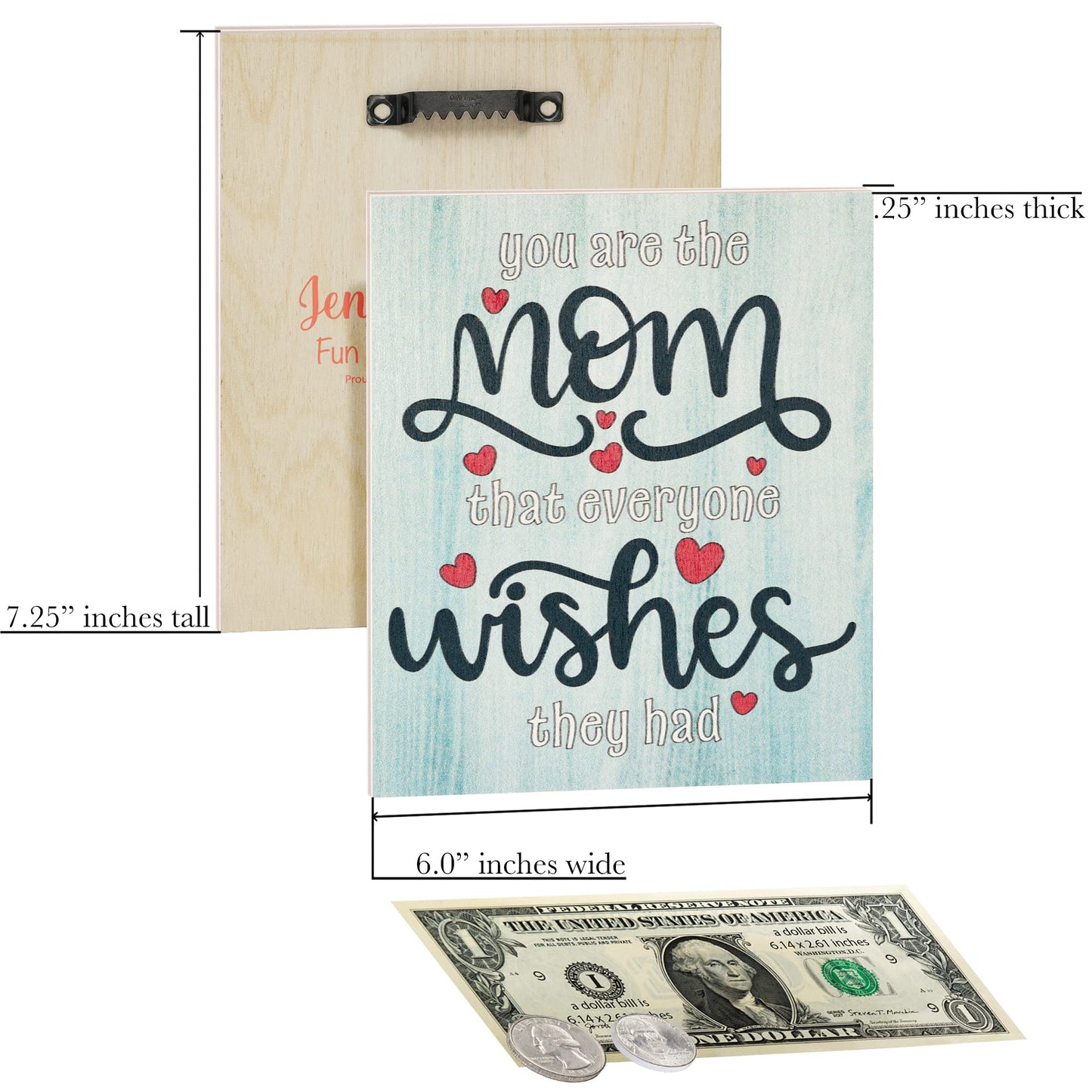 JennyGems Mom Gifts From Daughters, Mothers Day Gifts for Mom, Farmhouse Wall Decor, 7.25 x 6 Wooden Sign, Made in USA