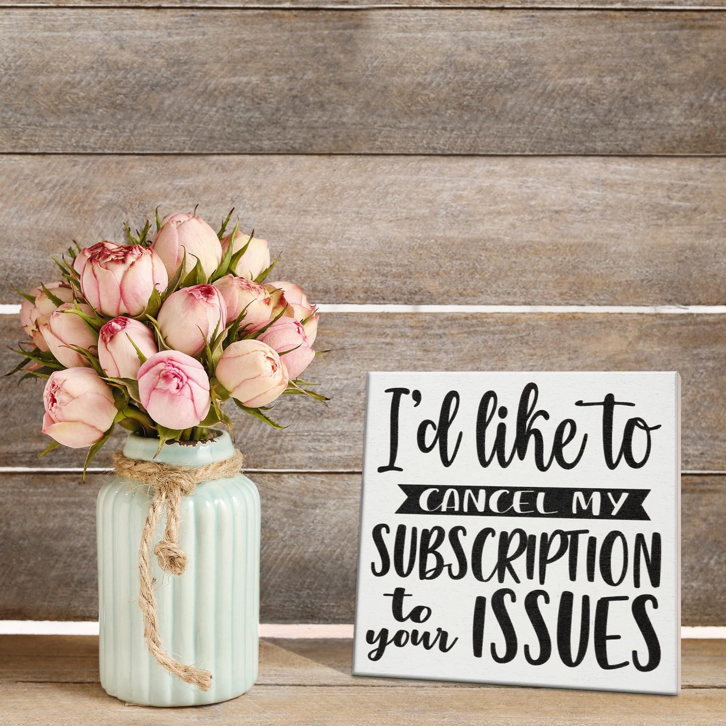 JennyGems Funny Friend Gifts, Cancel My Subscription To Your Issues Wooden Sign, Gift for Coworkers, Sarcastic Humor, Desk Decor and Wall Hanging, Made in USA