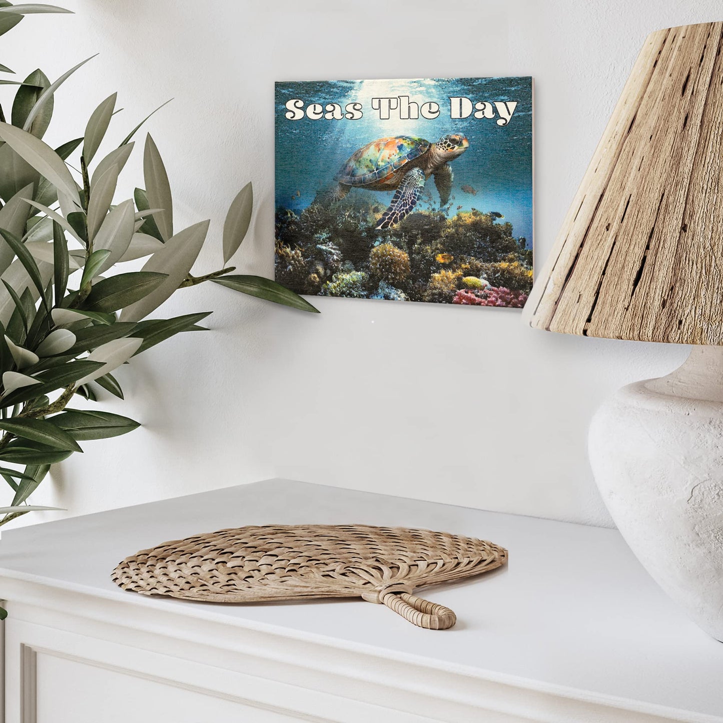 JennyGems Sea Turtle Decor, Ocean Theme Wall Art, Turtle Gifts, Wooden Beach Sign, Made in USA