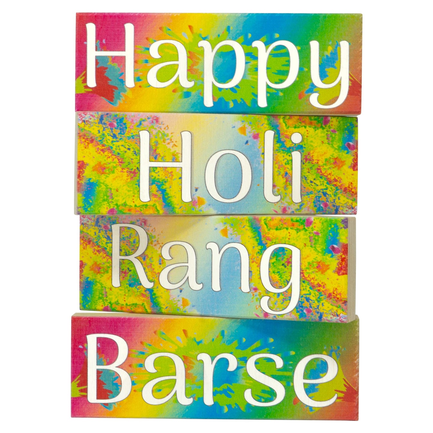 JennyGems Happy Holi Rang Barse Wooden Signs, Holi Decorations Party Supplies