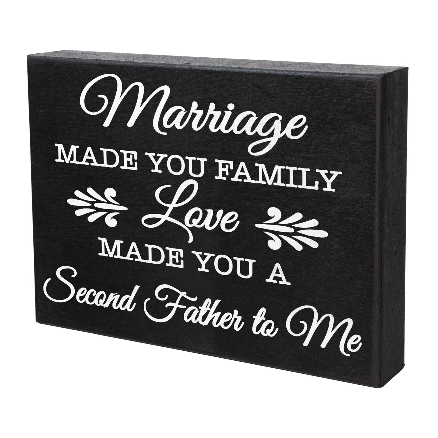 JennyGems Father in Law Gifts, Marriage Made You Family Love Made You a Second Father To Me Wooden Sign, Shelf Decor Wall Hanging, Made in USA