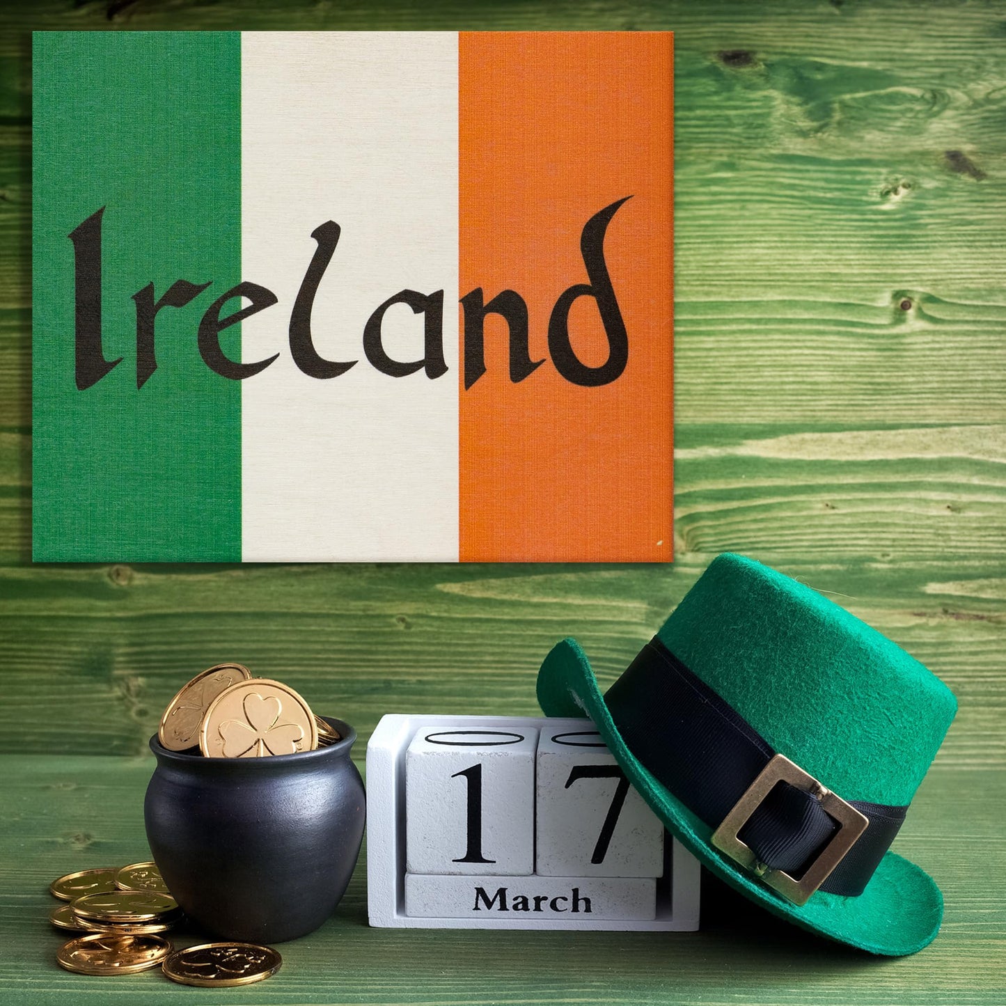 JennyGems St Patricks Day Decor, St Patricks Day Wooden Sign, Irish Decorations for Home, 7.25 x 6 Hanging Wood Sign
