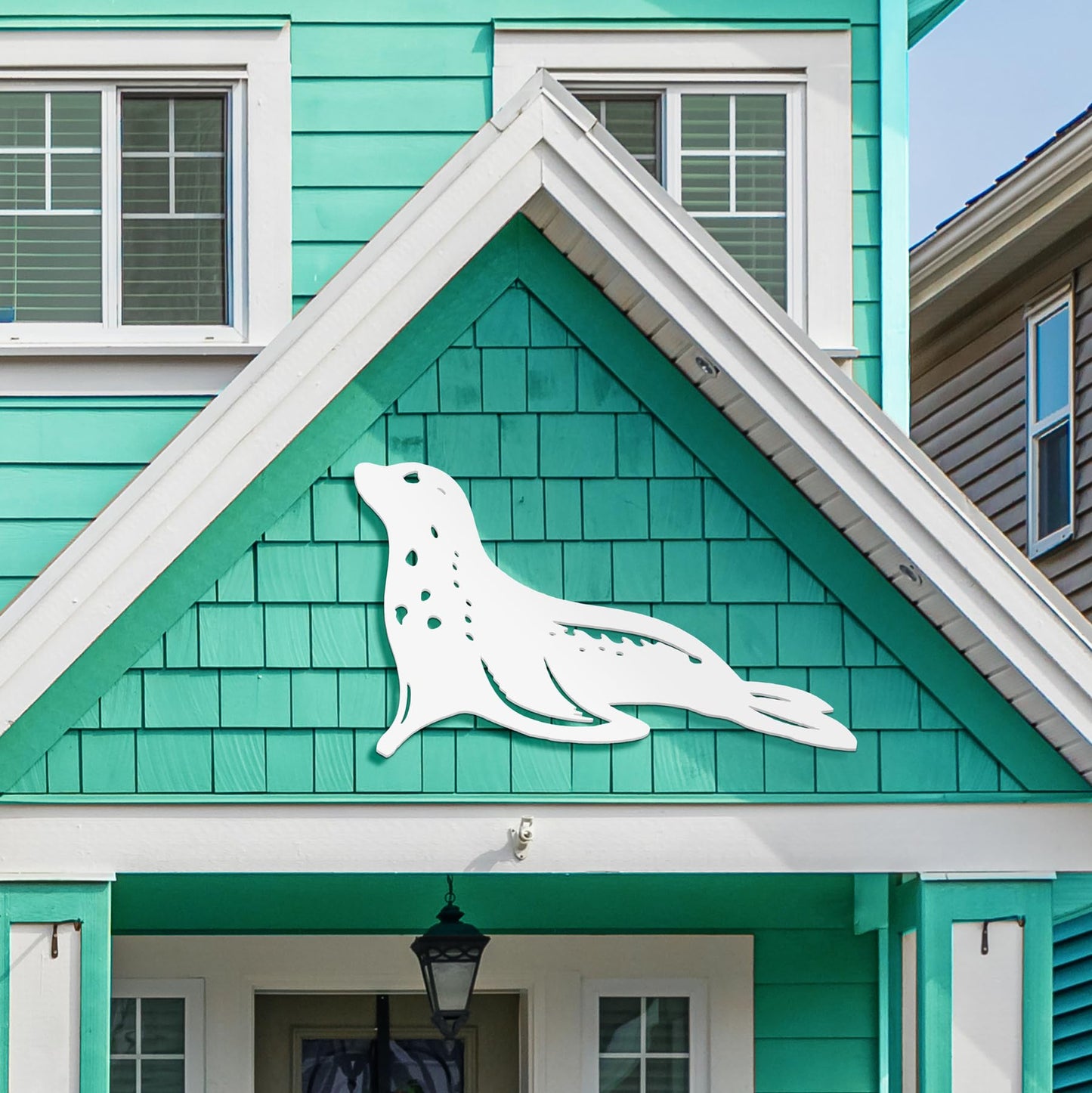 Outdoor Seal Wall Decor, PVC Coastal Seal Decoration for Beach House & Ocean Art, Nautical Marine Animal Sign, Exterior Home Decor