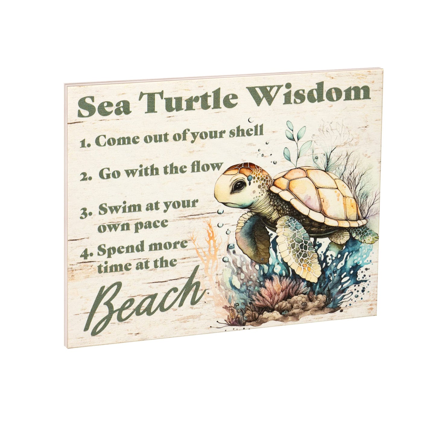 JennyGems Sea Turtle Decor, Ocean Theme Wall Art, Turtle Gifts, Wooden Beach Sign, Made in USA