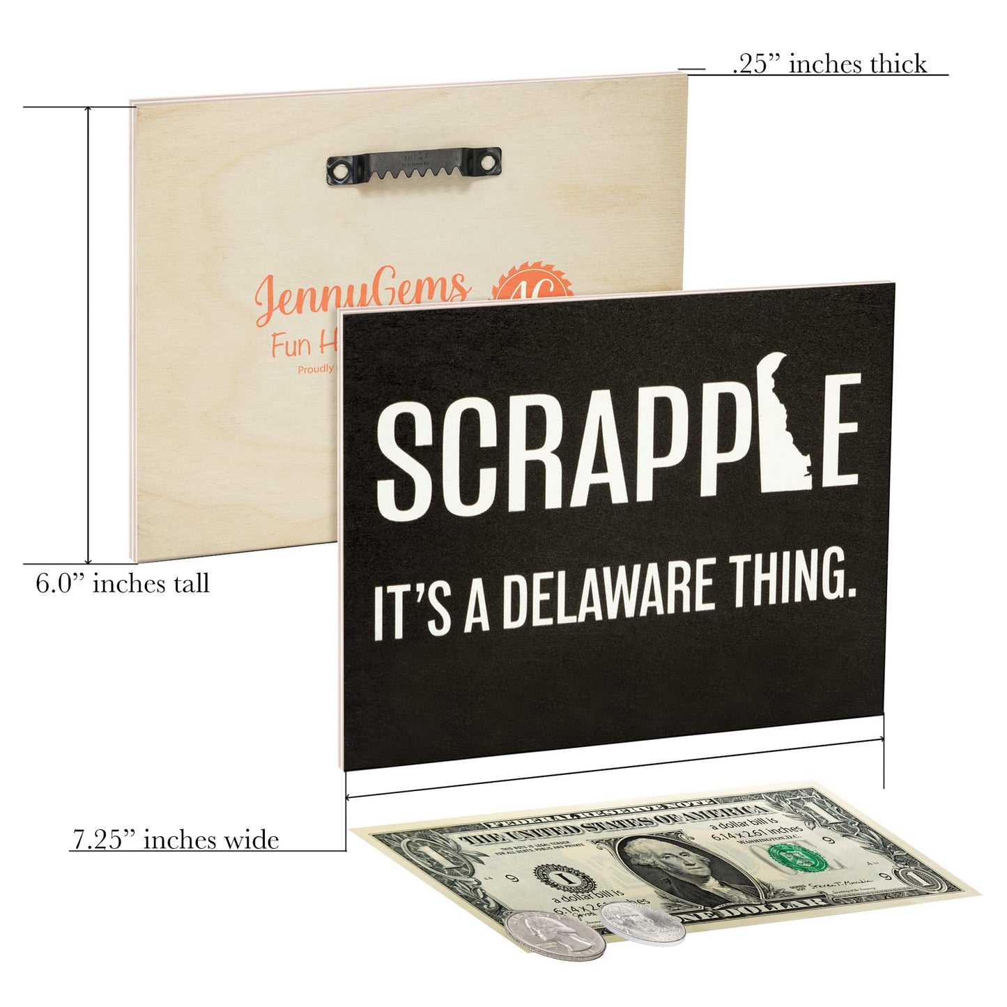 JennyGems Scrapple It's a Delaware Thing Wood Sign, Delaware Souvenirs, Scrapple Gifts, Made in USA