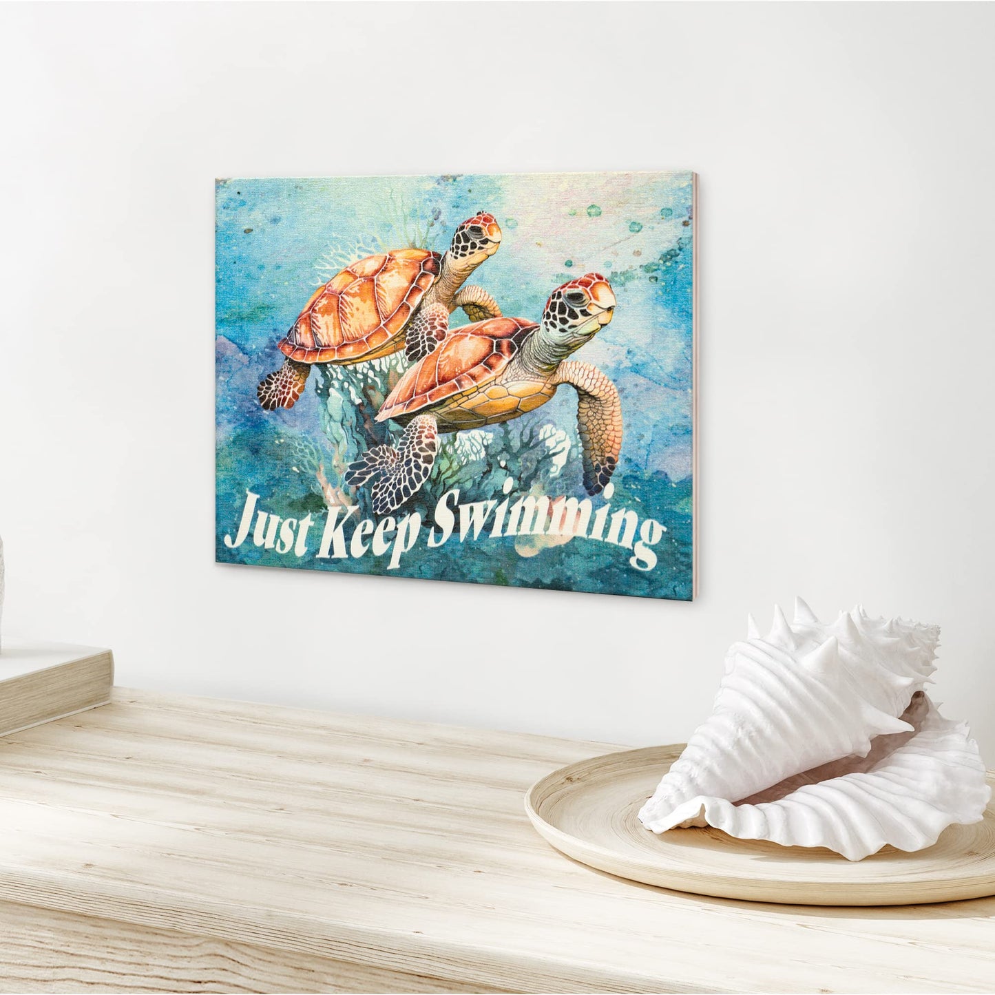 JennyGems Sea Turtle Decor, Ocean Theme Wall Art, Turtle Gifts, Wooden Beach Sign, Made in USA