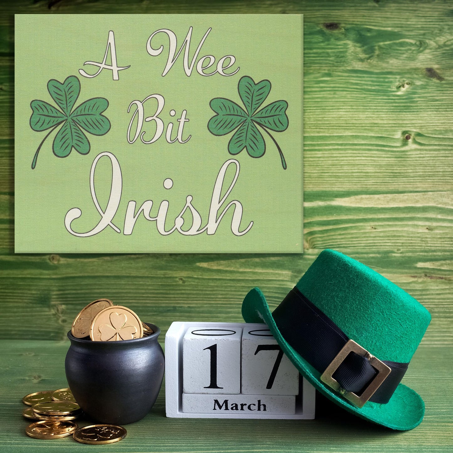 JennyGems St Patricks Day Decor, St Patricks Day Wooden Sign, Irish Decorations for Home, 7.25 x 6 Hanging Wood Sign