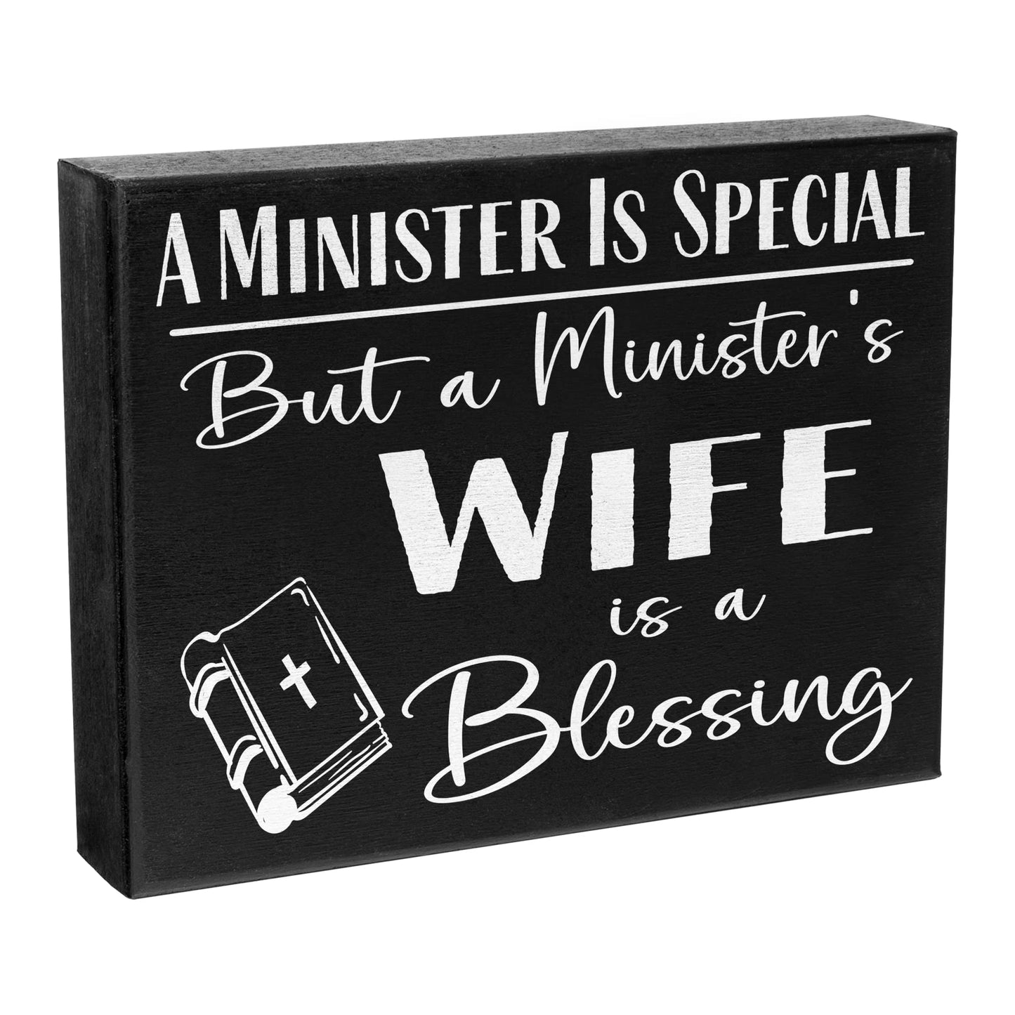 JennyGems Minister's Wife Appreciation Gifts, A Ministers Wife is a Blessing Wooden Sign, Shelf Decor and Wall Hanging, Made in USA