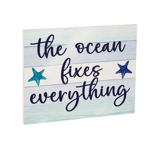 JennyGems The Ocean Fixes Everything Wooden Sign, Beach and Coastal Decor, Sign for a Beach House, Made in USA
