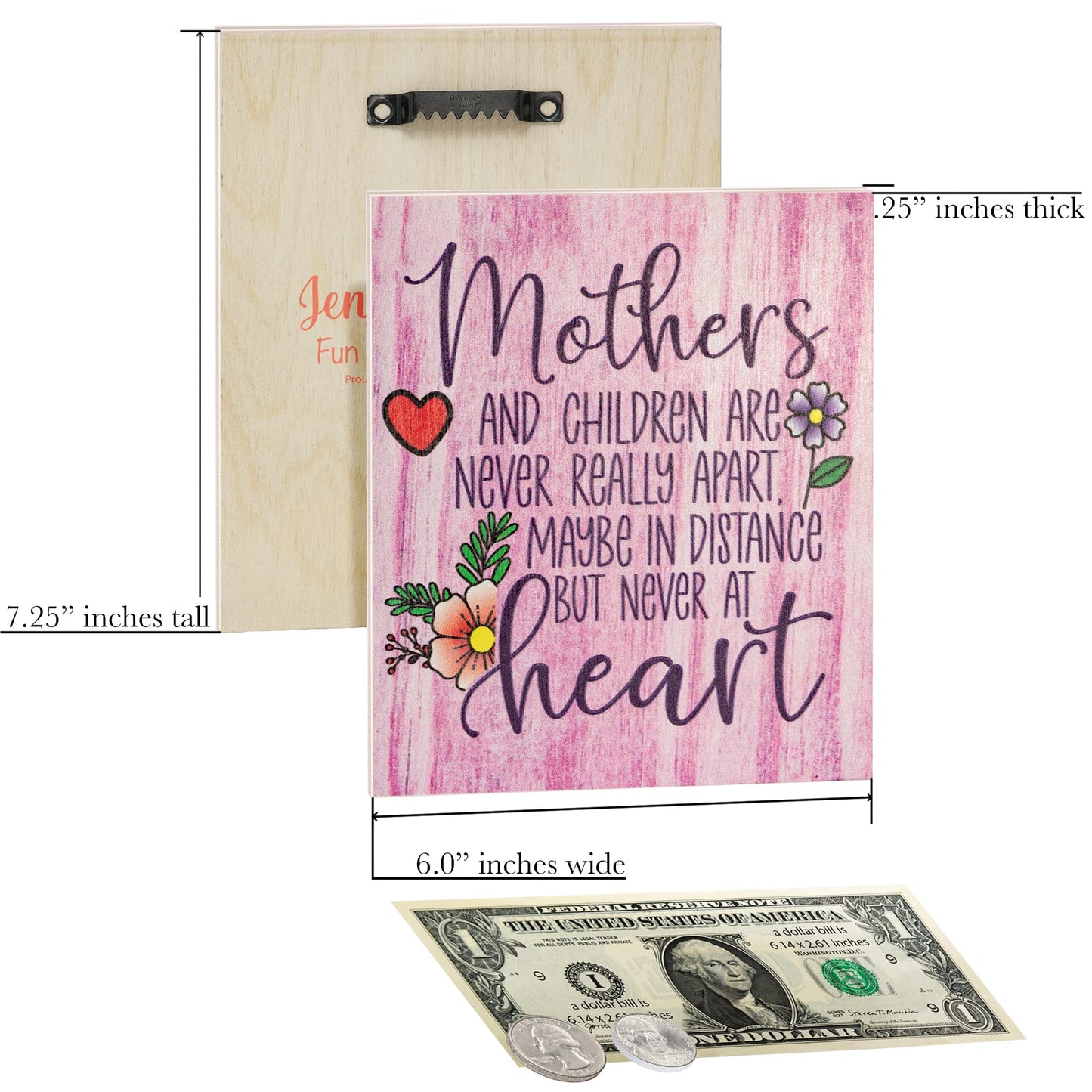 JennyGems Mom Gifts From Daughters, Mothers Day Gifts for Mom, Farmhouse Wall Decor, 7.25 x 6 Wooden Sign, Made in USA