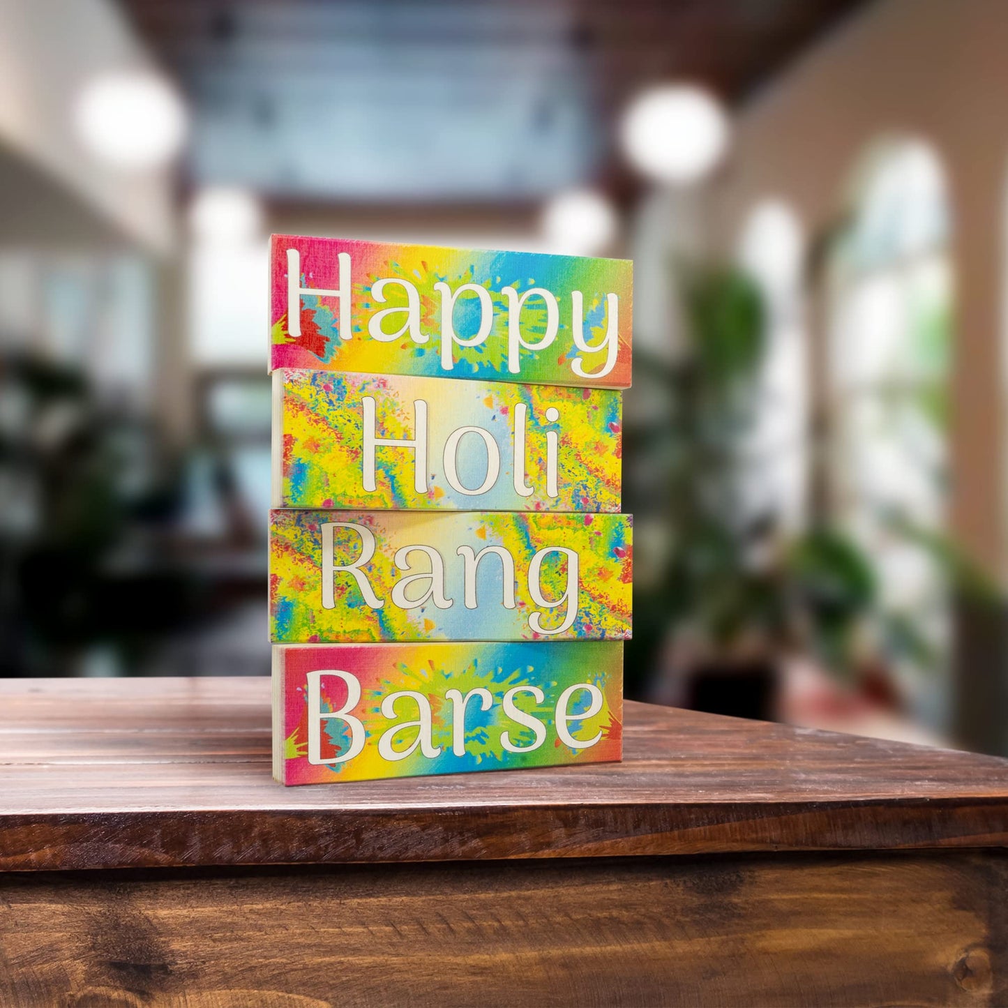 JennyGems Happy Holi Rang Barse Wooden Signs, Holi Decorations Party Supplies