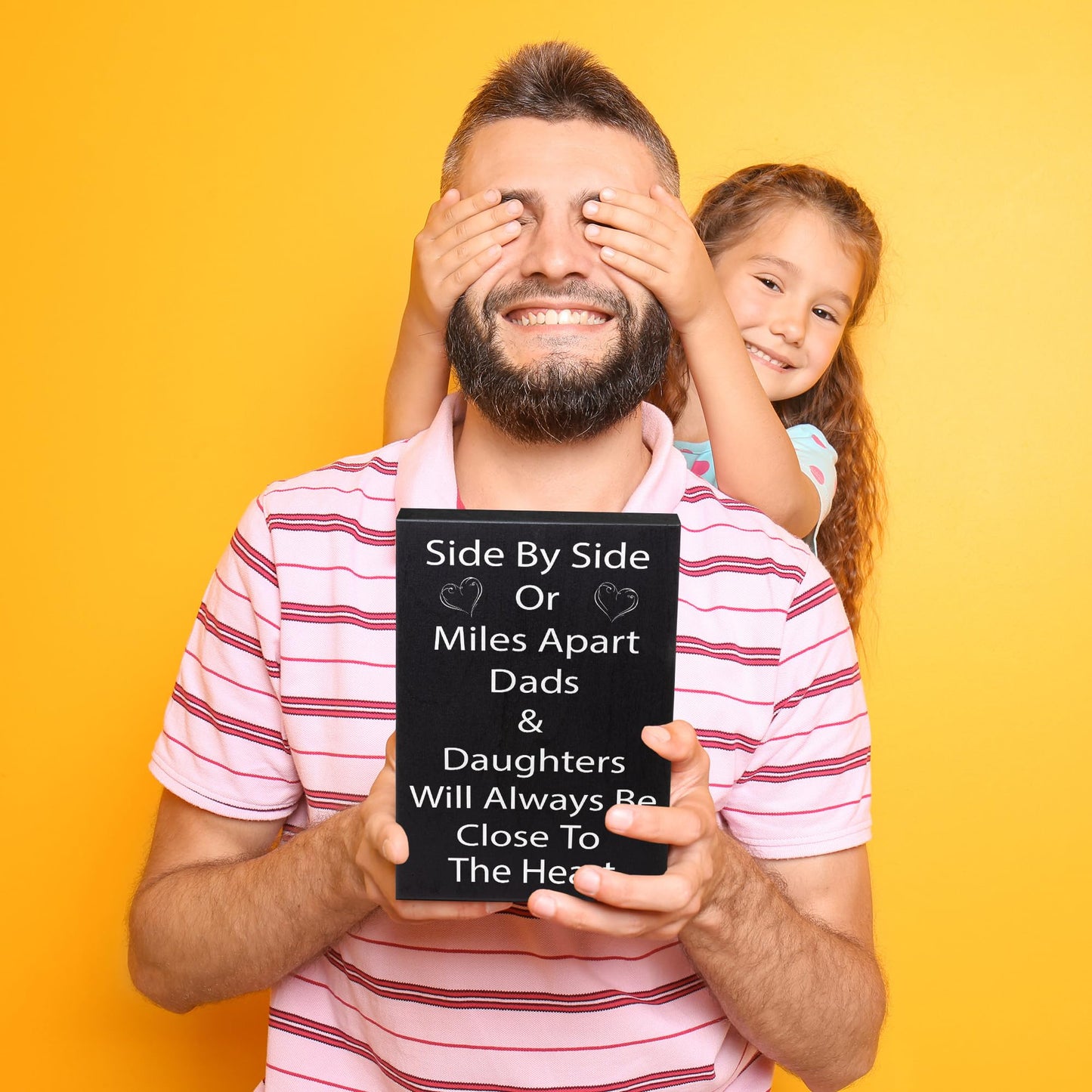 Side by Side or Miles Apart Dads and Daughters Wooden Sign - Heartfelt Dad Gift from Daughter - Wall Hanging and Shelf Decor