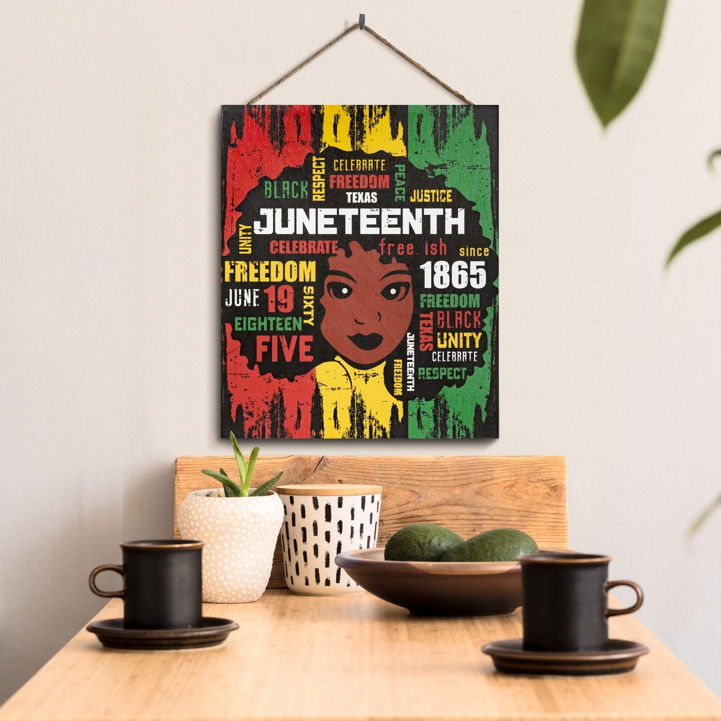 JennyGems Juneteenth Decorations, Black Independence Day, African American Freedom Day, Emancipation June 19 1865, Juneteenth Decor, 10 x 12 Wooden Sign