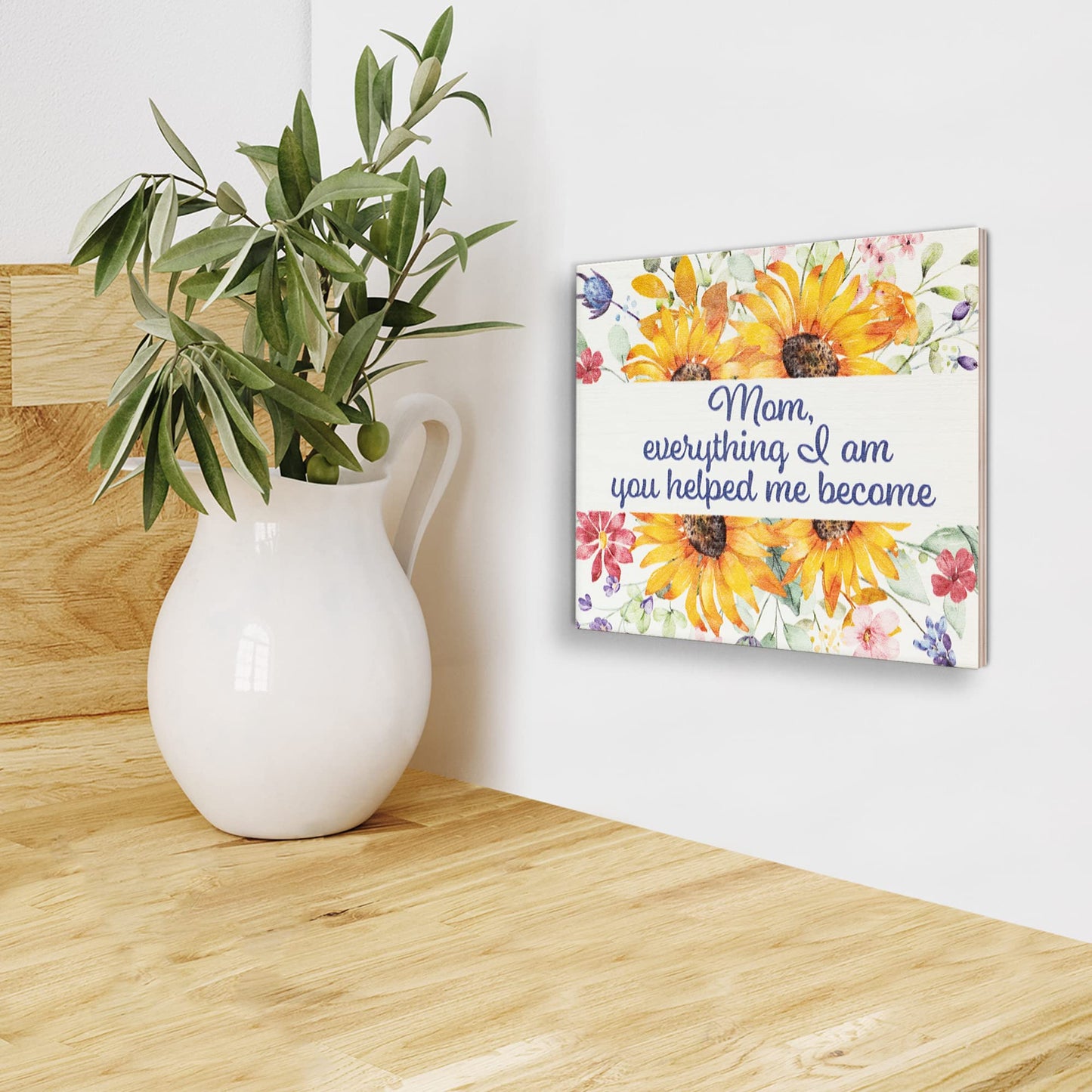 JennyGems Mom Gifts From Daughters, Mothers Day Gifts for Mom, Farmhouse Wall Decor, 7.25 x 6 Wooden Sign, Made in USA