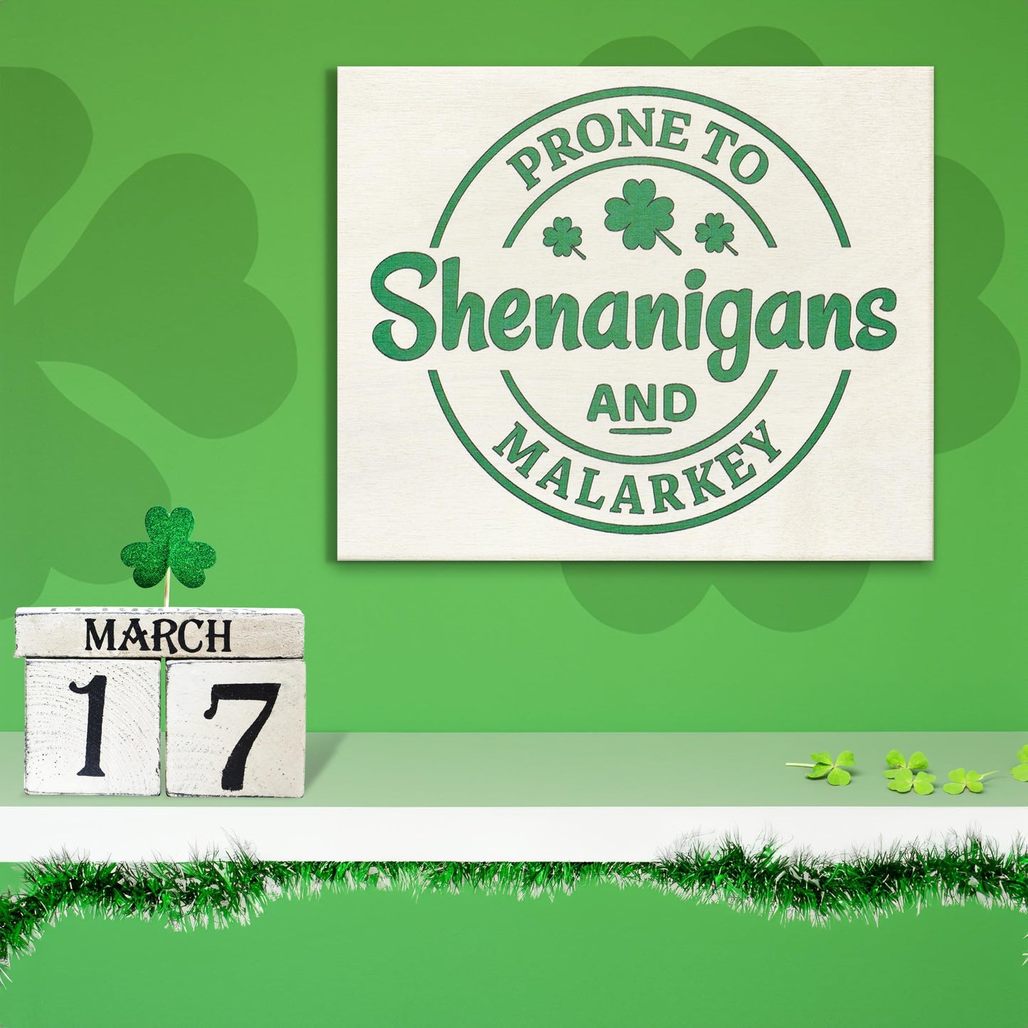 JennyGems St Patricks Day Decor, St Patricks Day Wooden Sign, Irish Decorations for Home, 7.25 x 6 Hanging Wood Sign