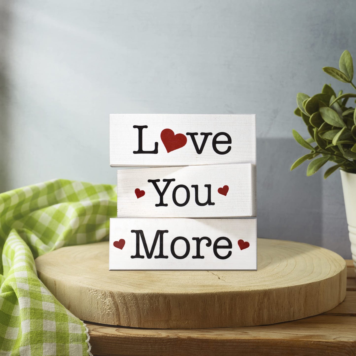 Love You More Sign Set, Valentine's Day Decor and Gift