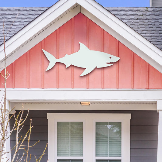 JennyGems Outdoor Shark Wall Art  Weatherproof PVC Shark Decor for Beach House, Cottage, and Nautical Themed Spaces, Ocean Wall Hanging (4 Foot)