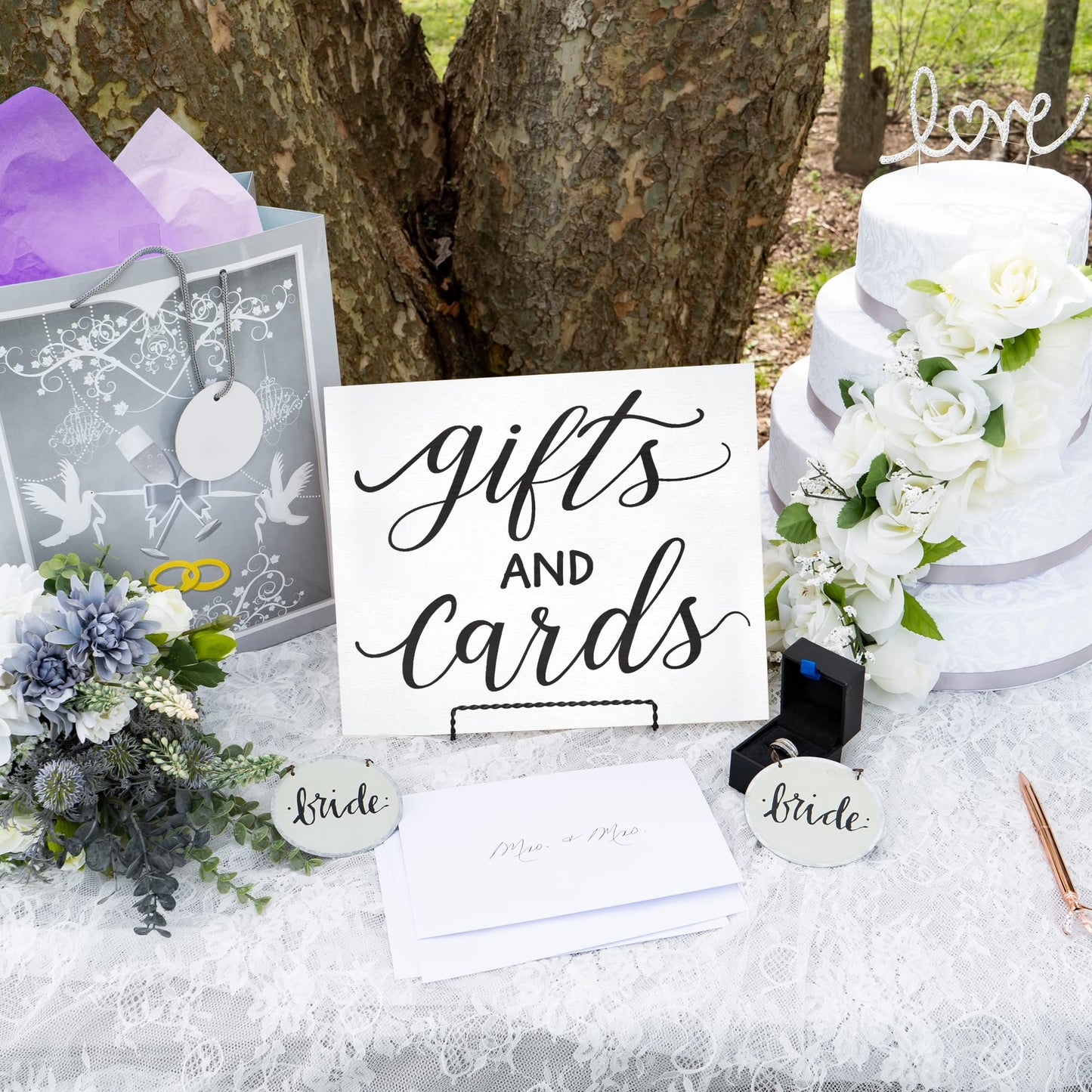JennyGems Gifts and Cards Wedding Sign, Wedding Table Decor, 12x10 Inch Wood Sign, Birthday, Engagement, Bridal Shower Party Decor