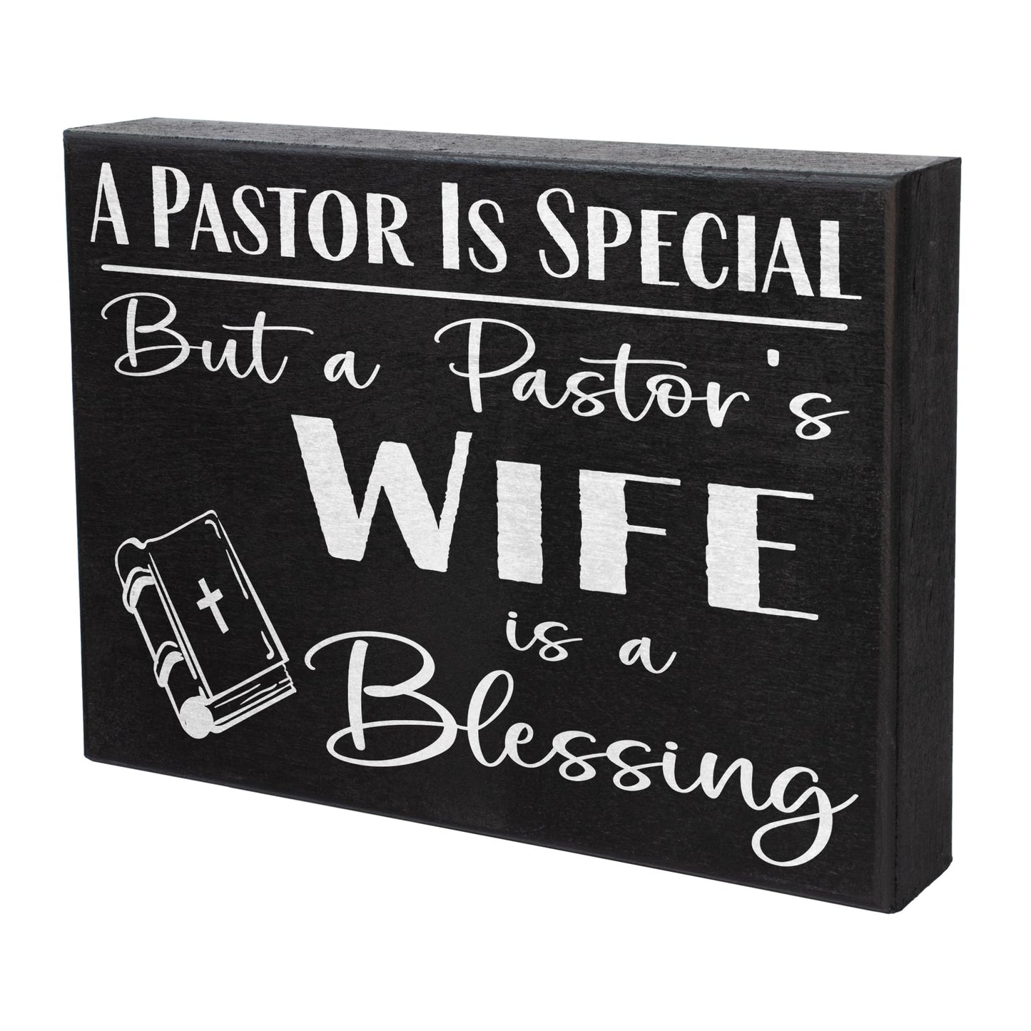 JennyGems Pastor's Wife Appreciation Gifts, A Pastor's Wife is a Blessing Wooden Sign, Wall Hanging and Shelf Decor, Made in USA