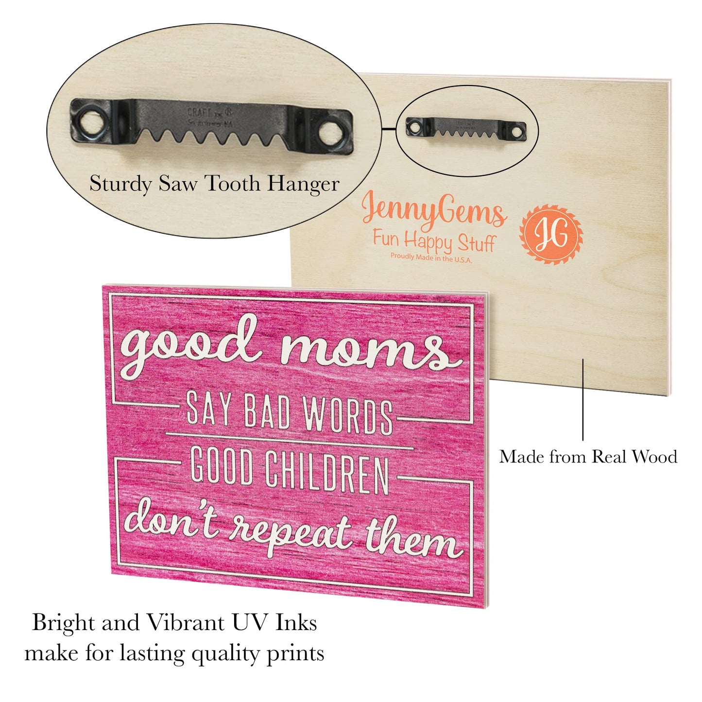 JennyGems Mom Gifts From Daughters, Mothers Day Gifts for Mom, Farmhouse Wall Decor, 7.25 x 6 Wooden Sign, Made in USA