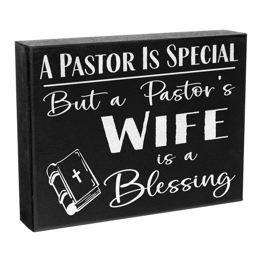 JennyGems Pastor's Wife Appreciation Gifts, A Pastor's Wife is a Blessing Wooden Sign, Wall Hanging and Shelf Decor, Made in USA