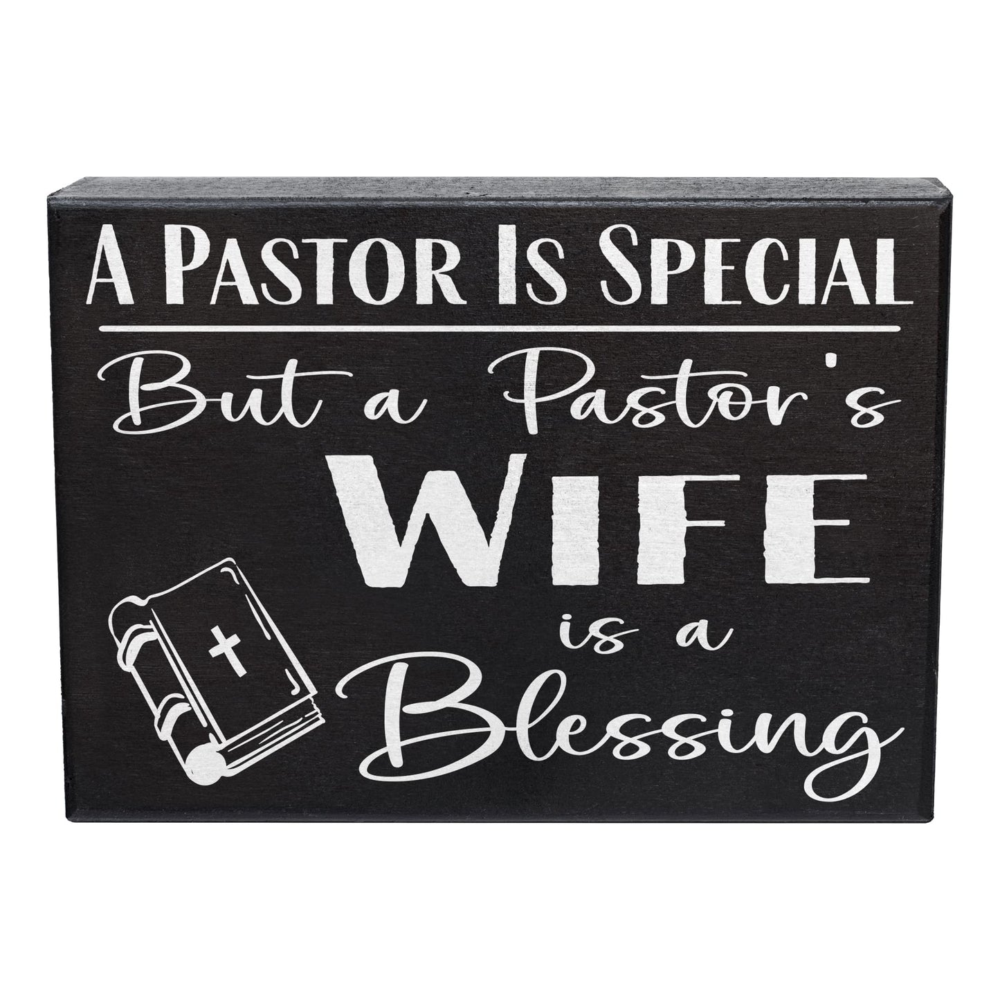 JennyGems Pastor's Wife Appreciation Gifts, A Pastor's Wife is a Blessing Wooden Sign, Wall Hanging and Shelf Decor, Made in USA