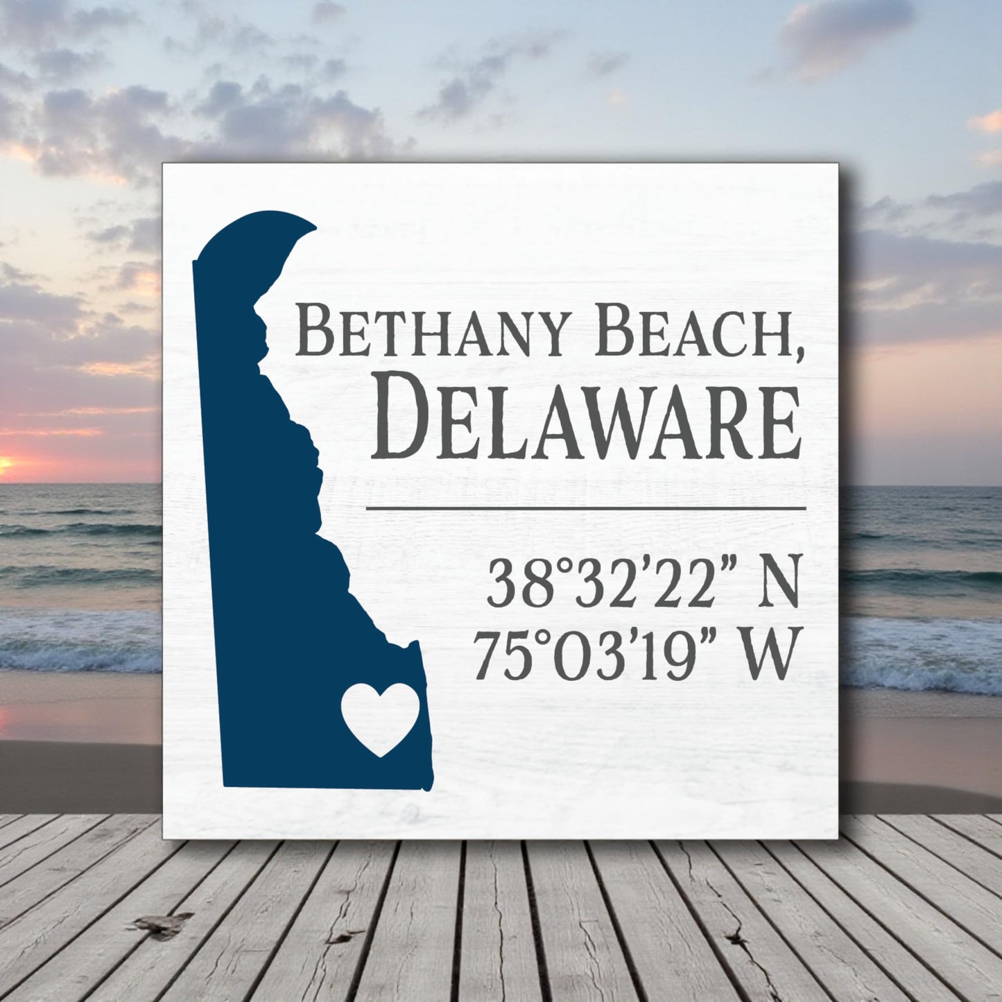 Bethany Beach, Delaware Coordinates Sign and Decor