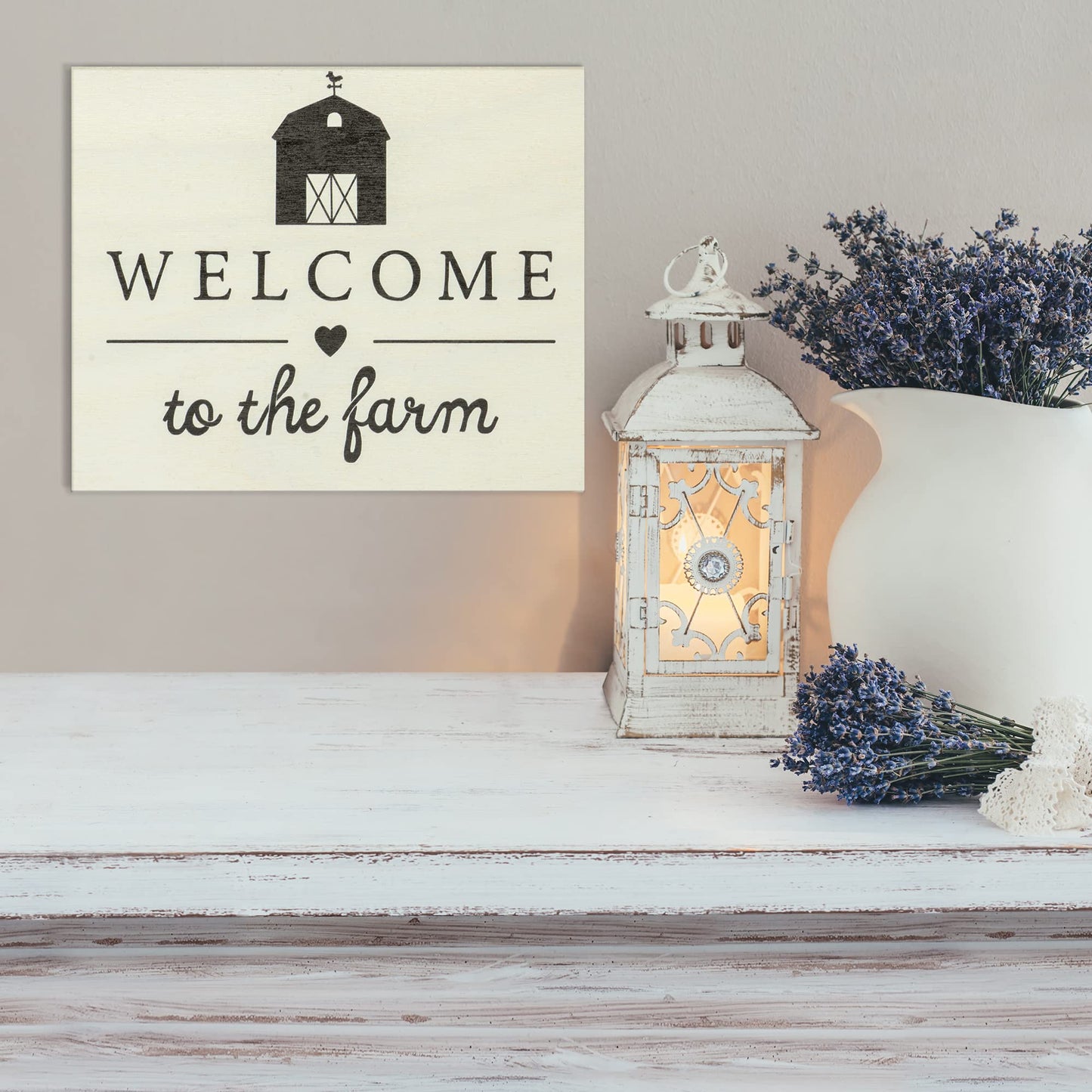 Welcome To The Farm White Wooden Sign
