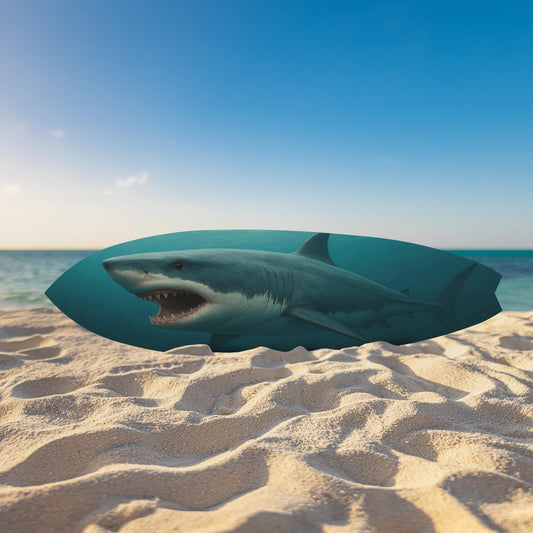 Outdoor Shark Surfboard Wall Art – Ocean Themed Shark Decor, Weatherproof PVC Beach House Sign Decorative Coastal Wall Hanging