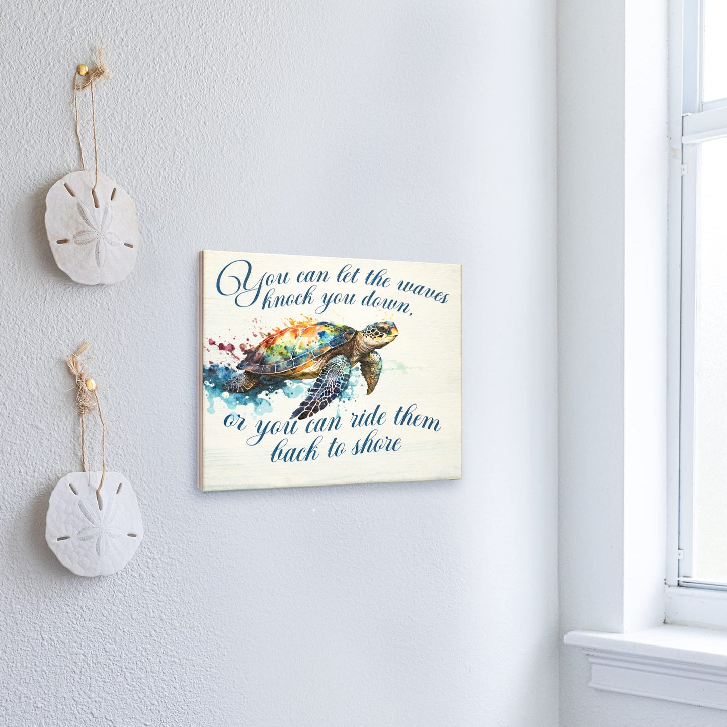 JennyGems Sea Turtle Decor, Ocean Theme Wall Art, Turtle Gifts, Wooden Beach Sign, Made in USA