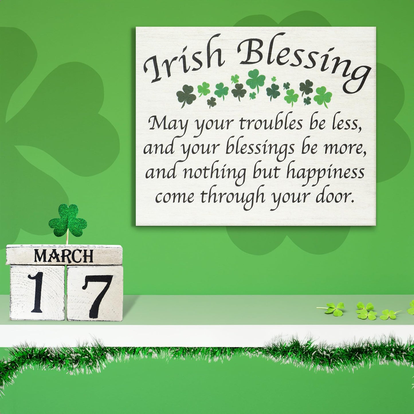 JennyGems St Patricks Day Decor, St Patricks Day Wooden Sign, Irish Decorations for Home, 7.25 x 6 Hanging Wood Sign