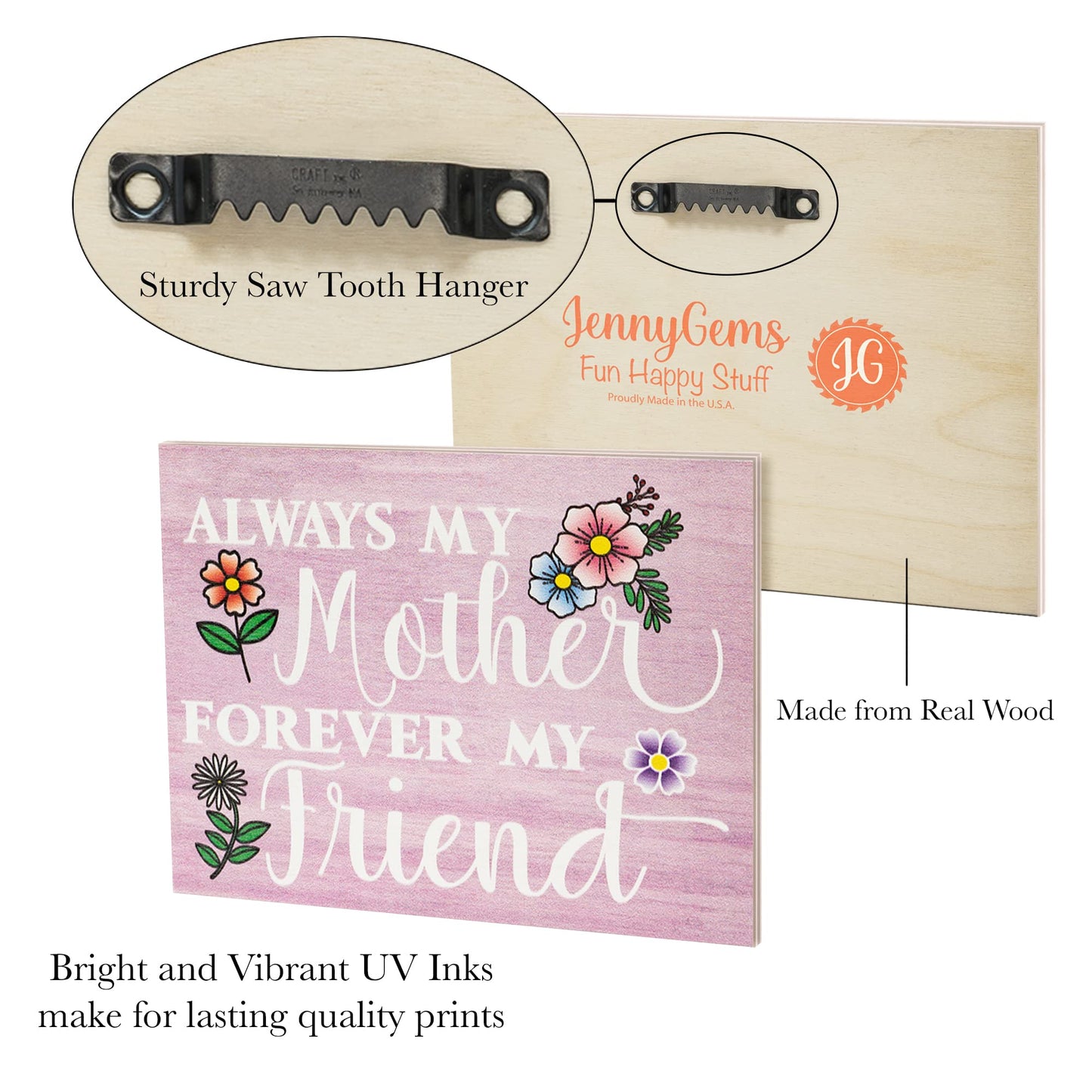 JennyGems Mom Gifts From Daughters, Mothers Day Gifts for Mom, Farmhouse Wall Decor, 7.25 x 6 Wooden Sign, Made in USA