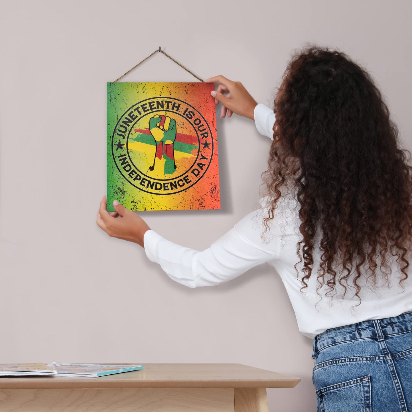 JennyGems Juneteenth Decorations, Black Independence Day, African American Freedom Day, Emancipation June 19 1865, Juneteenth Decor, 10 x 12 Wooden Sign