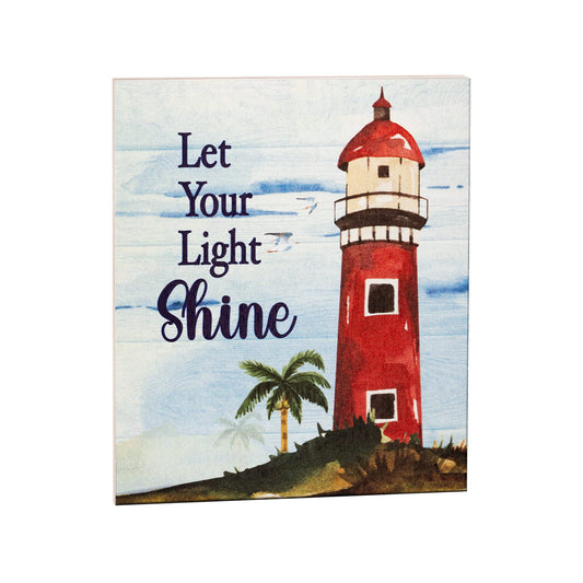 JennyGems Let Your Light Shine Wooden Sign, Lighthouse Decor, Coastal Decoration, Made in USA
