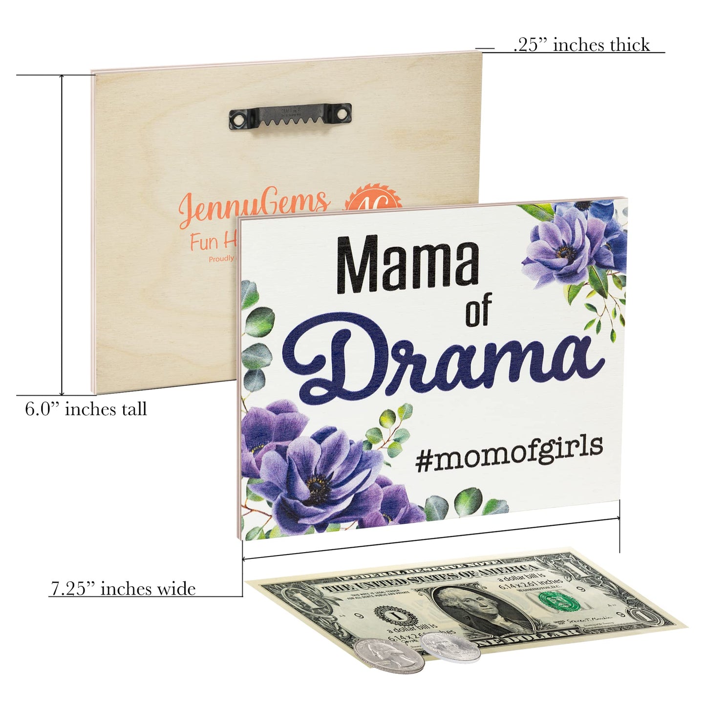 JennyGems Mom Gifts From Daughters, Mothers Day Gifts for Mom, Farmhouse Wall Decor, 7.25 x 6 Wooden Sign, Made in USA