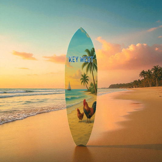 Key West Surfboard Wall Art – Coastal Decor, Beach House Decoration, Outdoor Indoor PVC Surfboard Sign