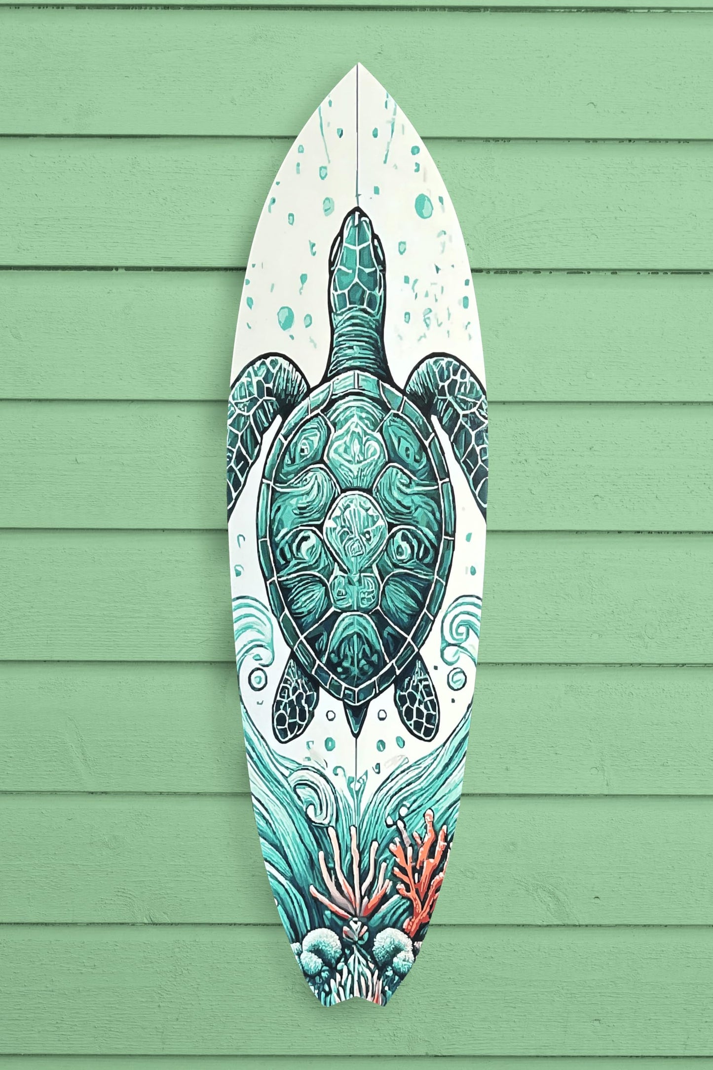 JennyGems Decorative Turtle Surfboard Wall Art PVC, Weather Resistant