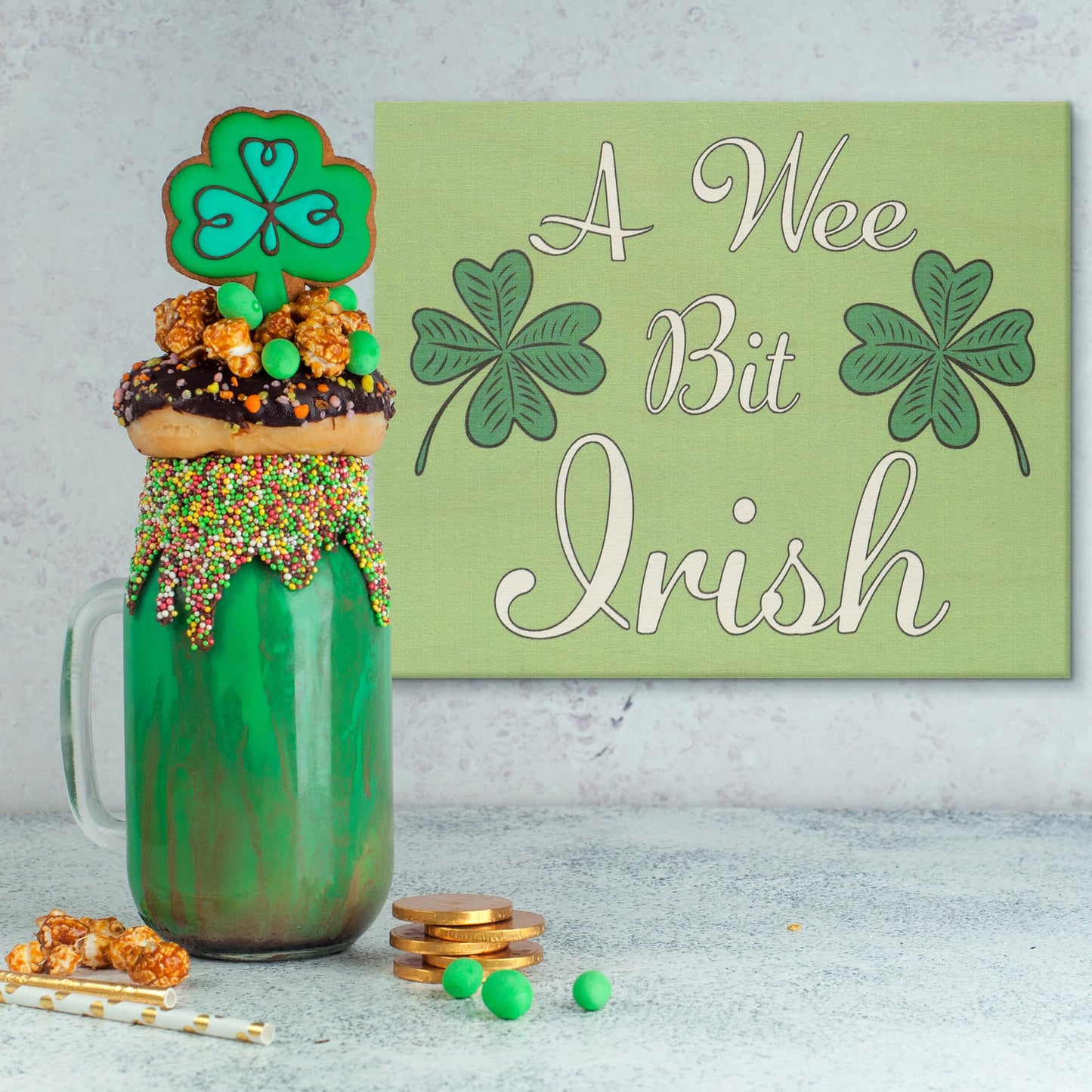 JennyGems St Patricks Day Decor, St Patricks Day Wooden Sign, Irish Decorations for Home, 7.25 x 6 Hanging Wood Sign